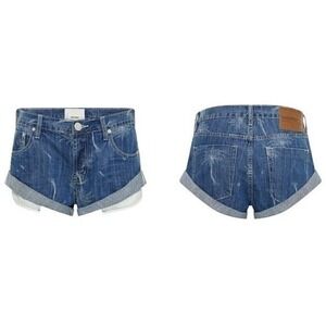 One Teaspoon NWOT Bandits Low Waist Denim Shorts Palmtree Ocean Blue 29 MSRP$120